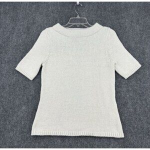 Talbots Short Sleeve Sweater Beige S Business Casual Cozy Knit Cotton Blend